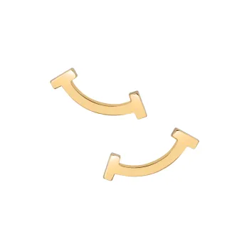 TIFFANY & CO. T 18K Gold Stud Earrings Women's Yellow