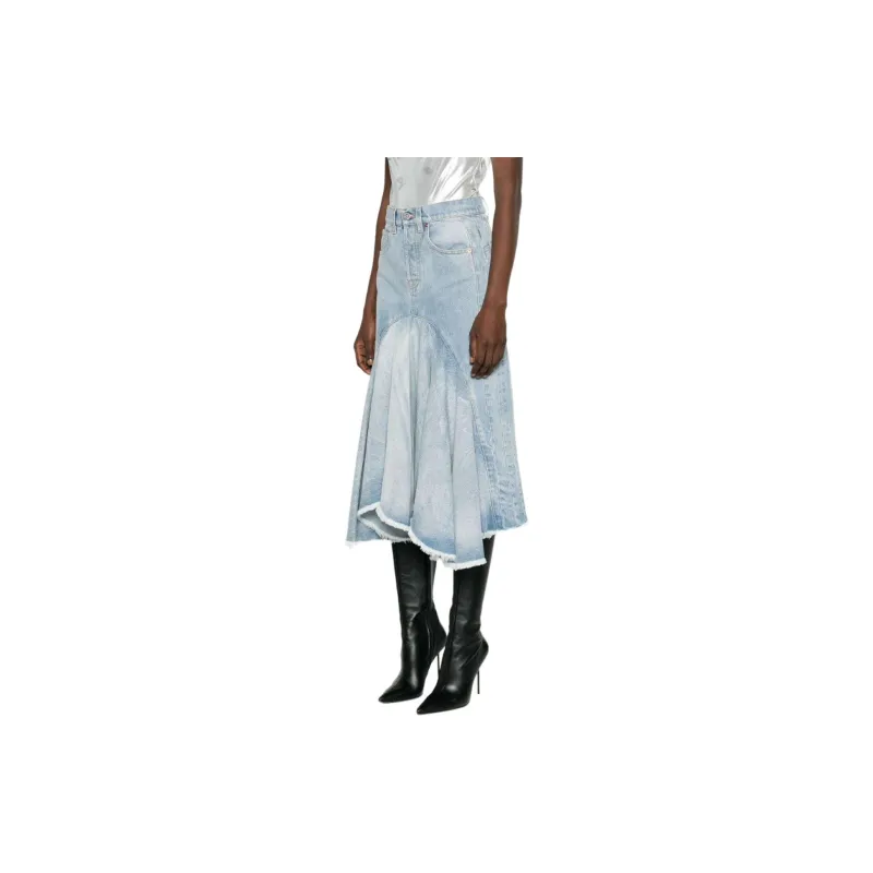 Vetements High-Waisted Frayed Edge Denim Skirt-3