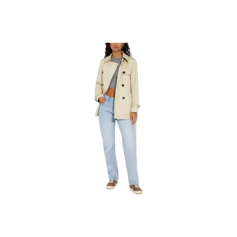 COACH Solid Short Trench Trench Coat Women's Ecru-1