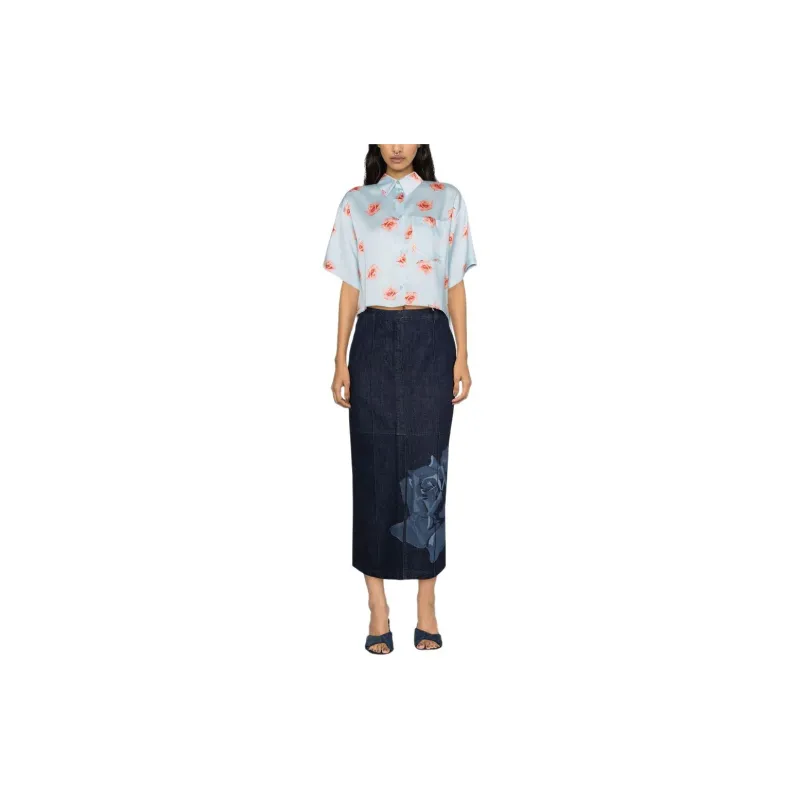 KENZO Floral print Denim Maxi Skirt-1