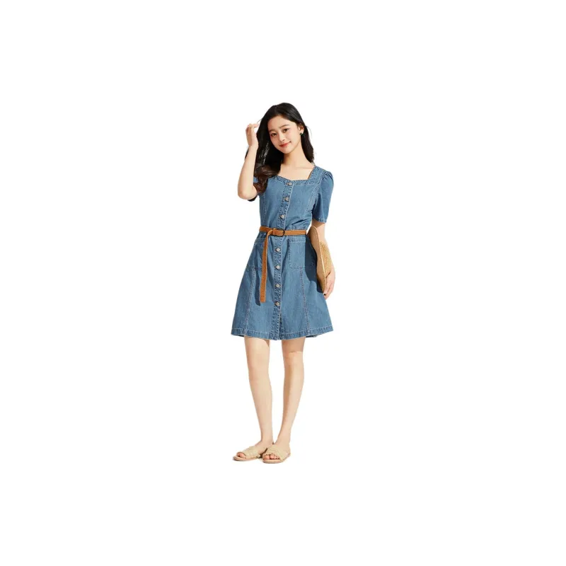 Hotwind Short Sleeved Dress Women's Blue-1