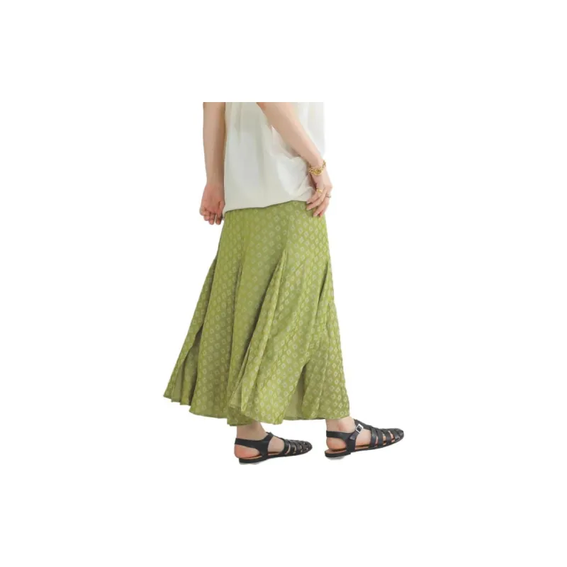 Beams Casual Long Skirts Women's Green-3