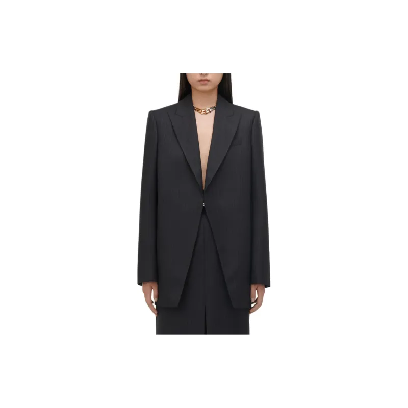 Alexander McQueen Pinstriped Front Slit Pencil Skirt-2