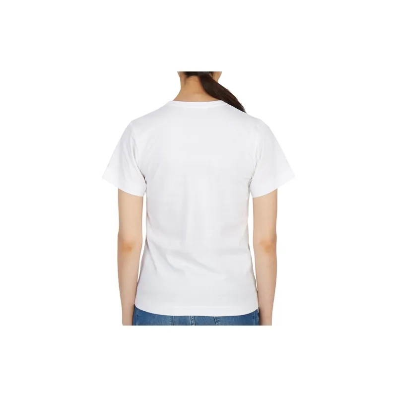 Comme Des Garcons Play Women's Red Emblem Heart T shirt White/Blue-4
