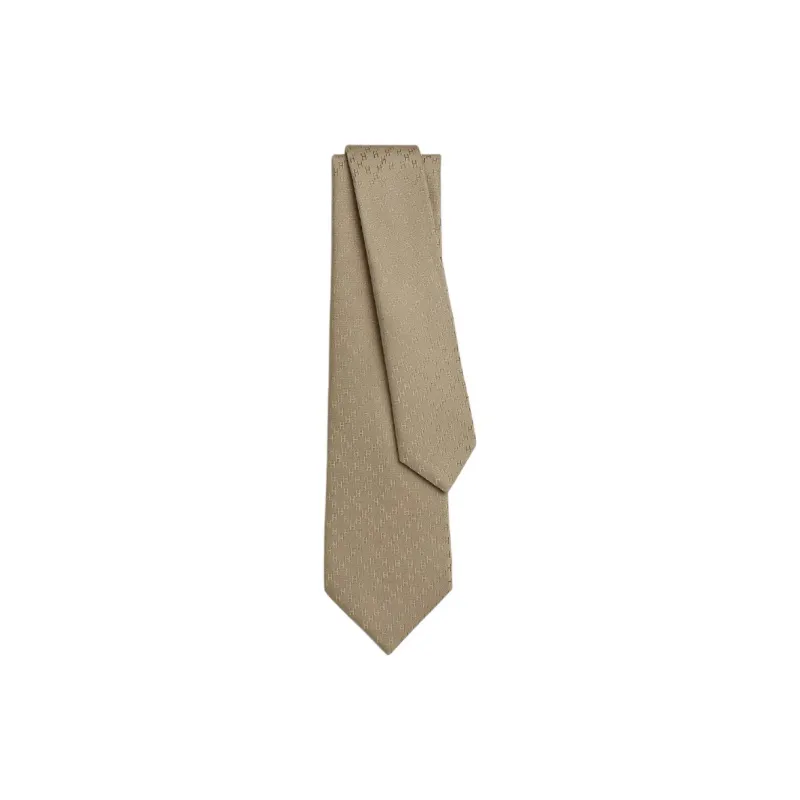 HERMES Silk Ties Men's Sand Yellow-0