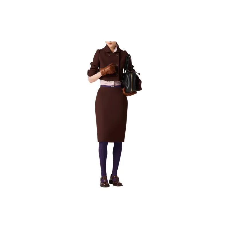 MIU MIU Casual Long Skirt Women's Cocoa Brown-1