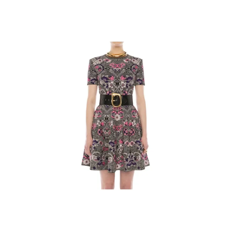 Alexander McQueen Short Sleeved Dresses Women's Black-1