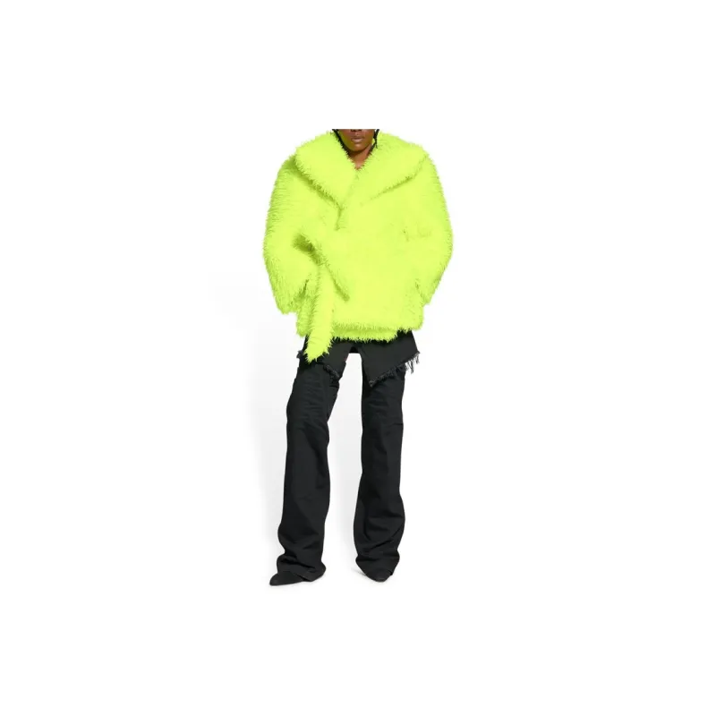 Balenciaga Teddy Sleeve Jacket 'Fluo Yellow'-2