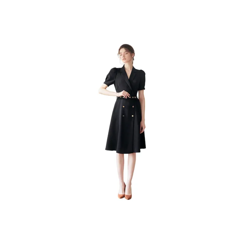 ROEYSHOUSE Short Sleeved Dress Women's Black-1