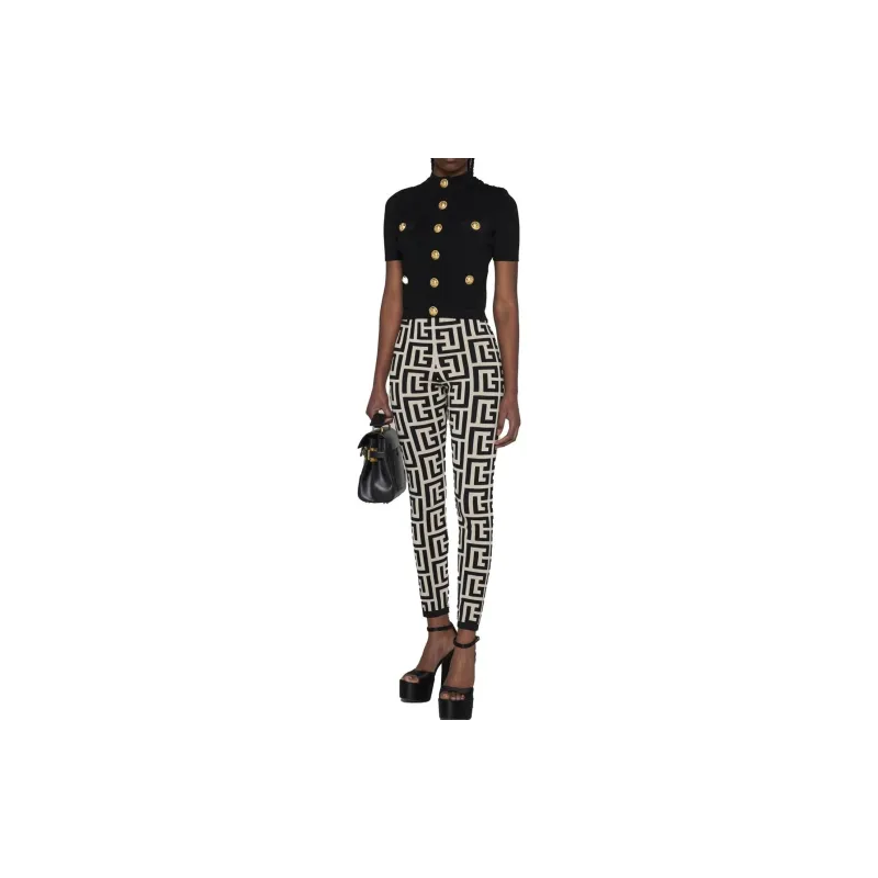 BALMAIN Monogram Knitted Leggings-1