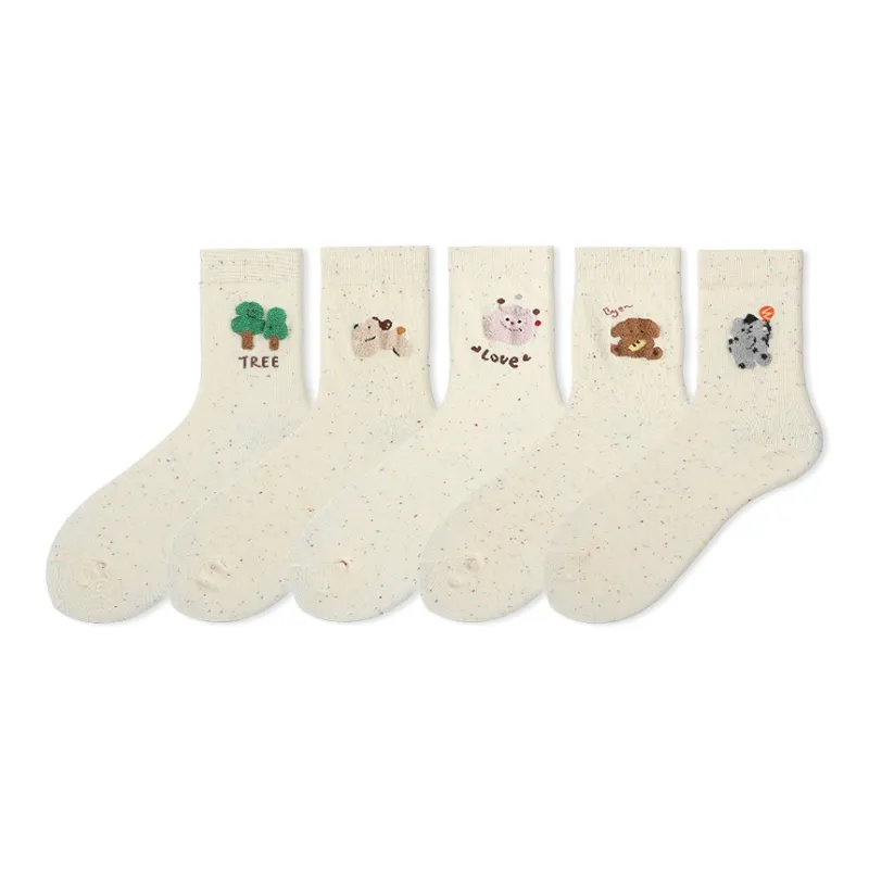 COTTON CHEESE Mid Calf Socks Unisex 5 Pack-4