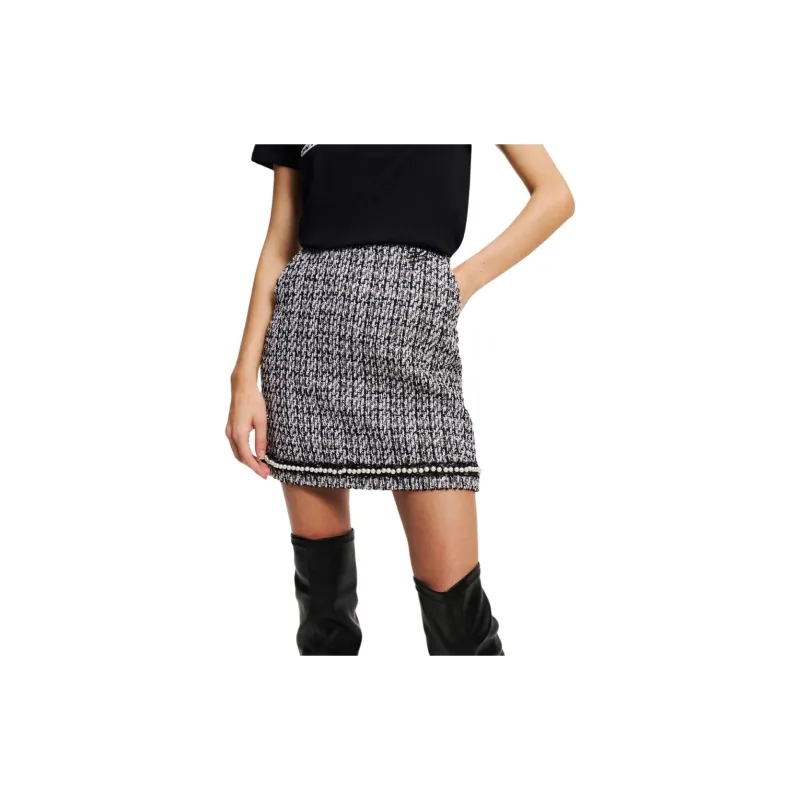Karl Lagerfeld Pearl embellished Bouclé Mini Skirt-4
