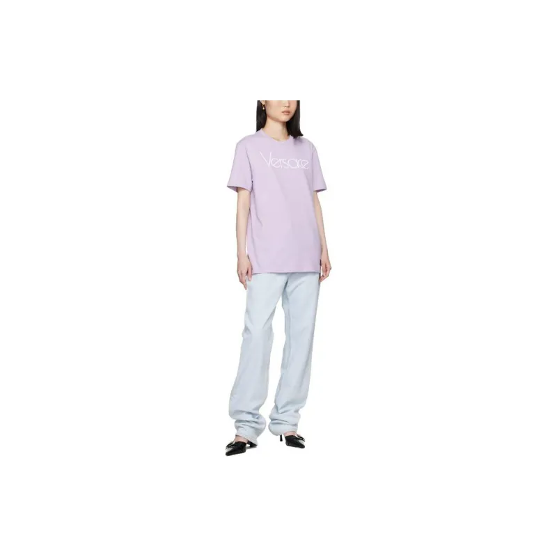 VERSACE Logo print Cotton T shirt-5