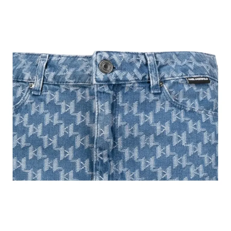 KARL LAGERFELD Monogram-pattern Denim Skirt-4