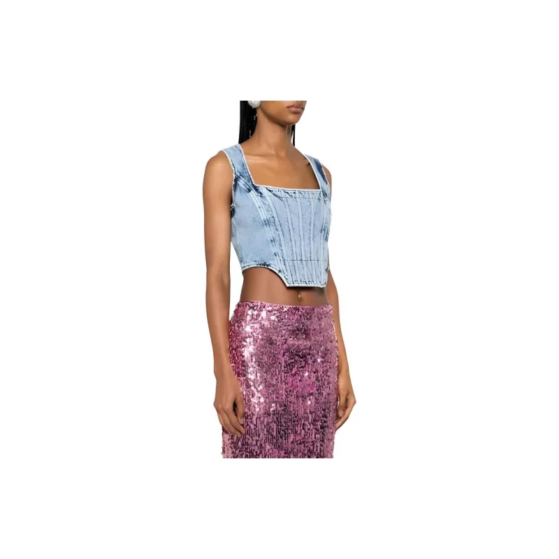 GIUSEPPE DI MORABITO Denim Corset Top-3
