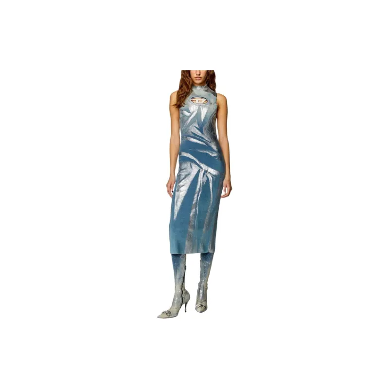 DIESEL Sth-M-Ridere Logo-plaque Midi Dress-1