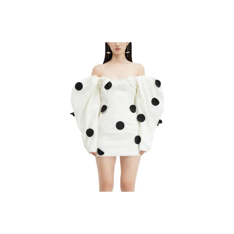 Jacquemus La Robe Taffetas Dress 'Off White/Black'-2
