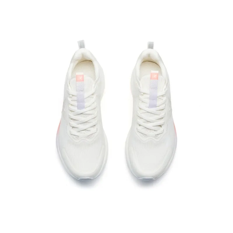 XTEP Anti Slip Wear Resistant Low Top Casual Running Shoes Women's Canvas White/Snow Cyan Purple-5