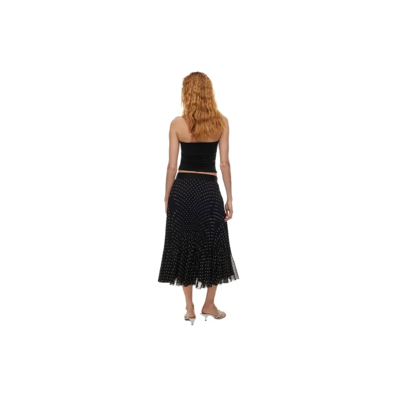 ARITZIA Wilfred New Twirl Pleated Skirt Casual Long Skirts Women's Black Light Birch/Black Light Birch Wood Color-3