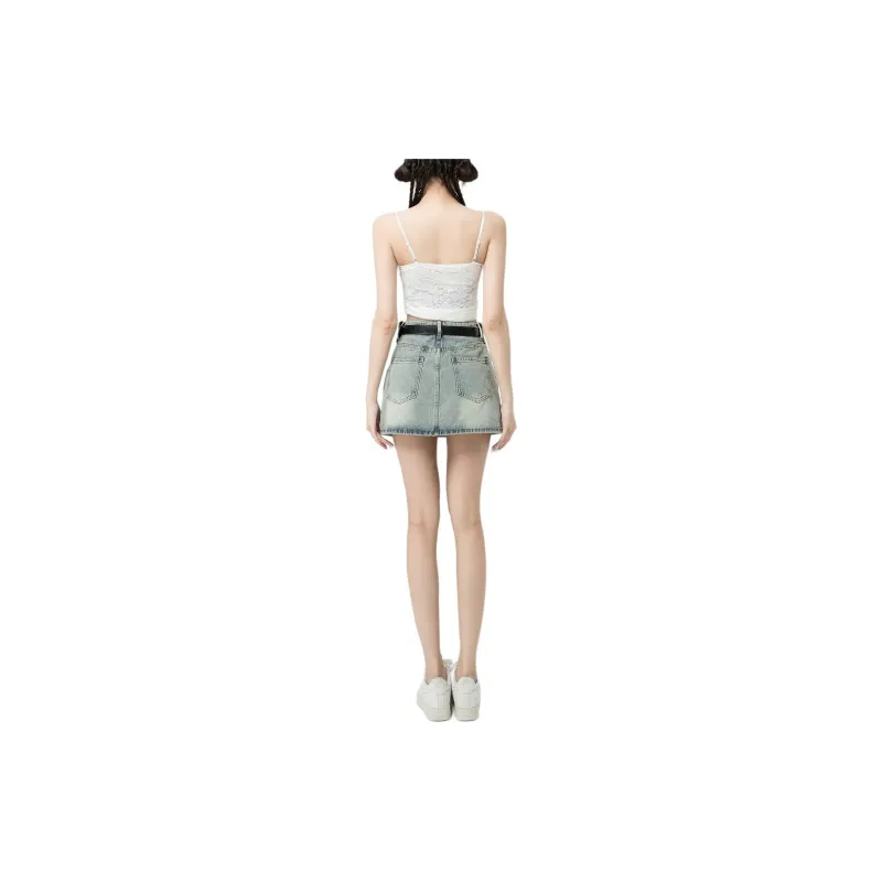 ZNZX Denim Short Skirts Women's Light Blue-2