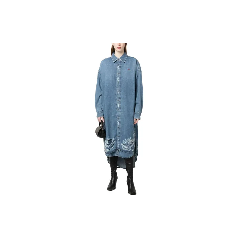 DIESEL Long-Sleeved Dresses Women's Blue-1