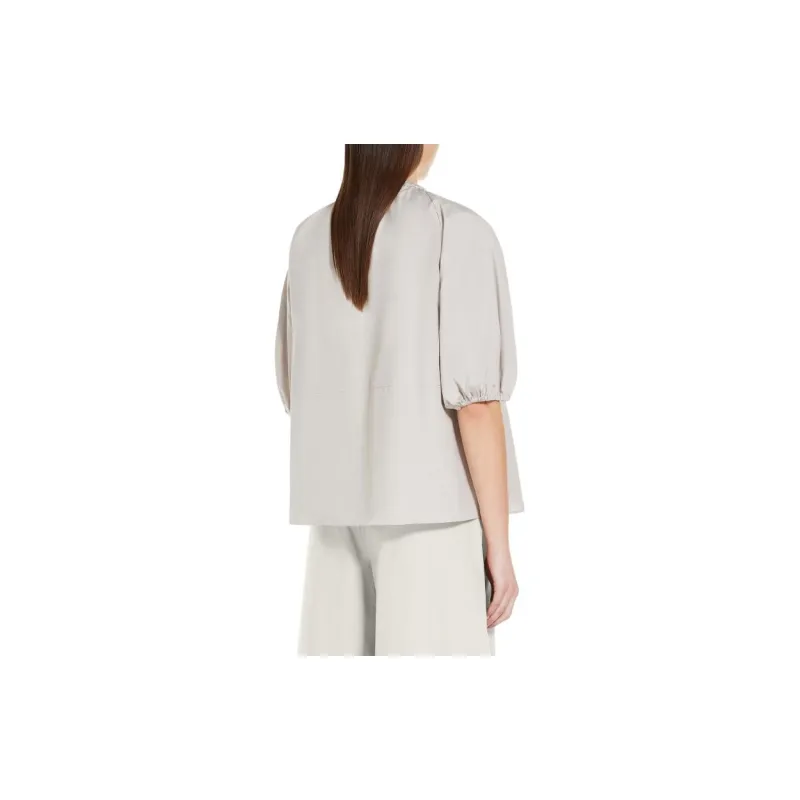 'S MAX MARA Tatiana Collection Cotton Poplin Blouse Shirt Women's Beige-3