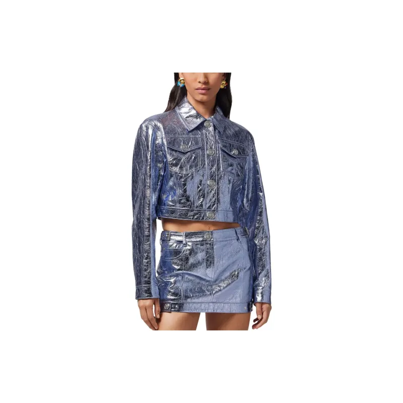 VERSACE X Dua Lipa Metallic effect Leather Jacket-2