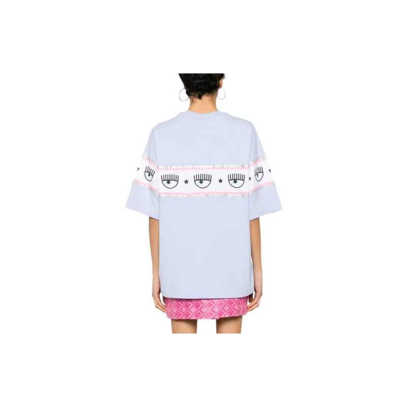 CHIARA FERRAGNI Eyelike glittered Cotton T shirt-1