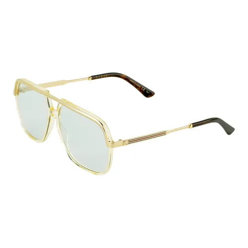 GUCCI Men's Aviator Square Acetate Frame Sunglasses Light