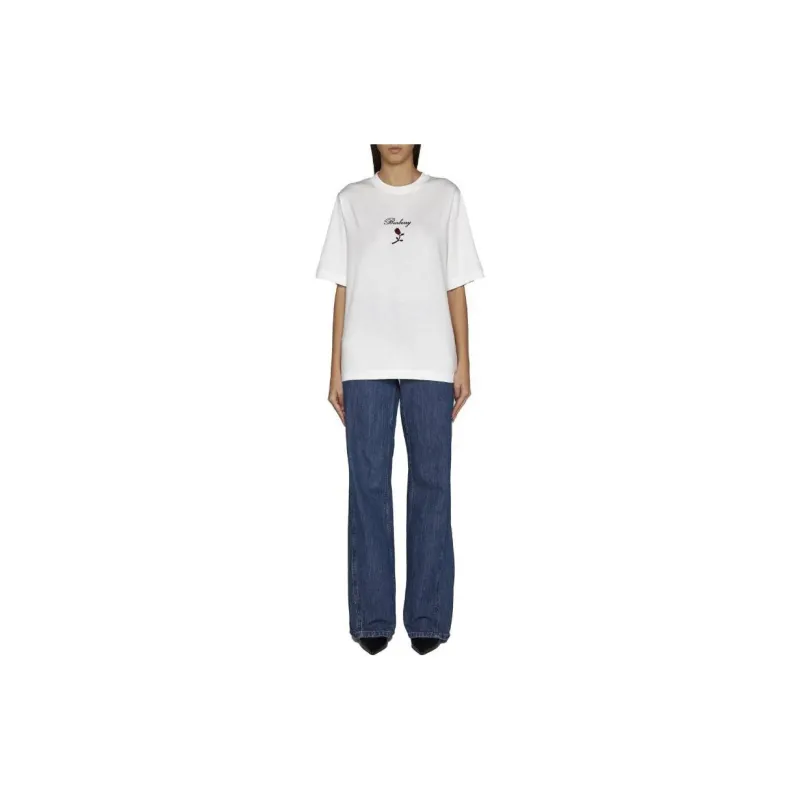Burberry Logo Embroidered Crewneck T Shirt 'Rain'-2