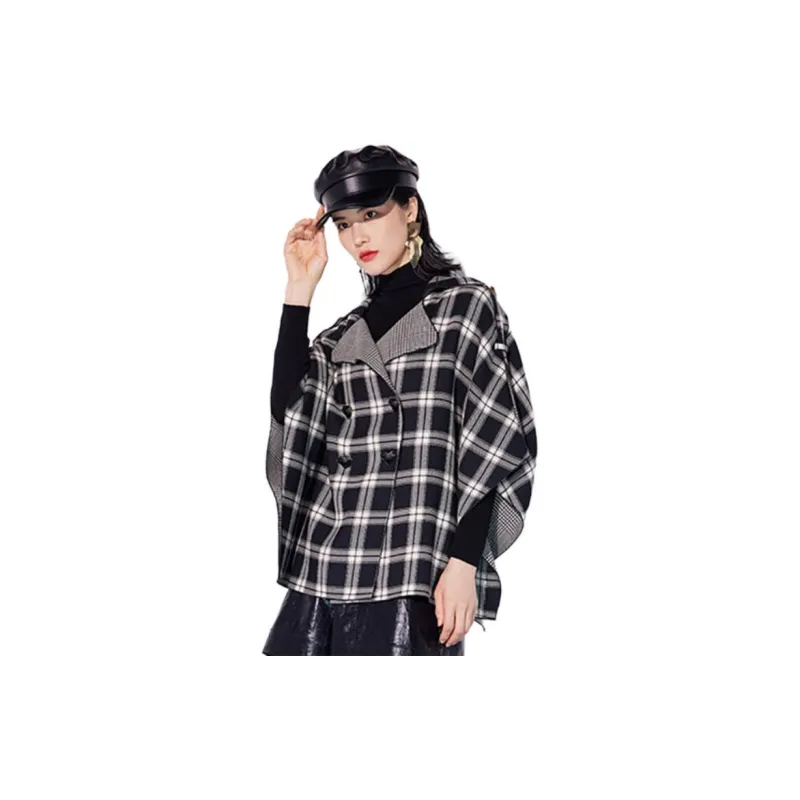 BBLLUUEE Jackets & Coats Women's Black White Plaid-2