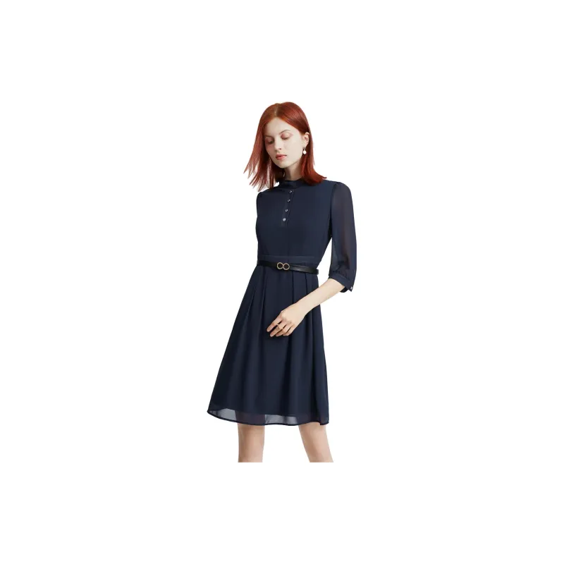 FINITY Long Sleeved Dresses Women's Navy Blue-3