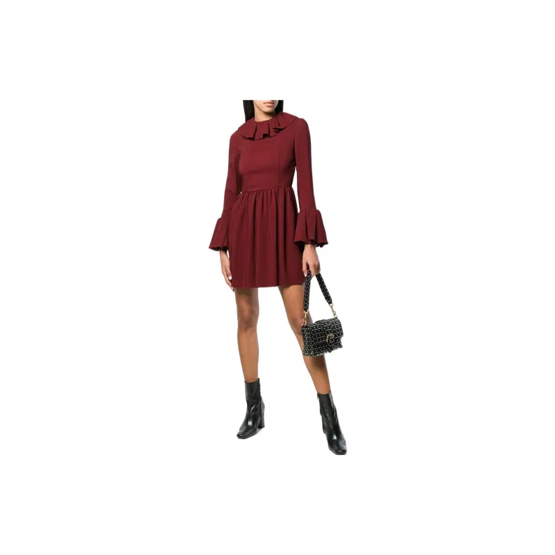 Valentino SS22 Long Sleeved Dress Women's Red-3