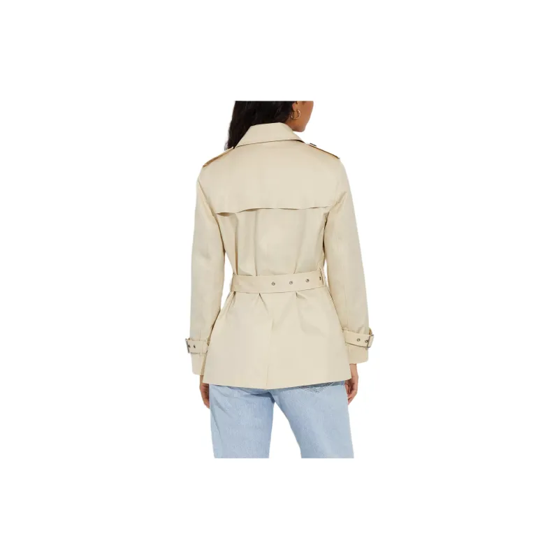 COACH Solid Short Trench Trench Coat Women's Ecru-2
