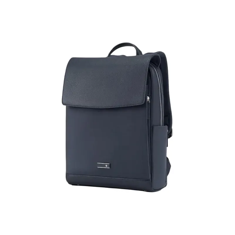 SAMSONITE Fabric Cow Leather Patchwork Backpack Women's Navy Blue-1