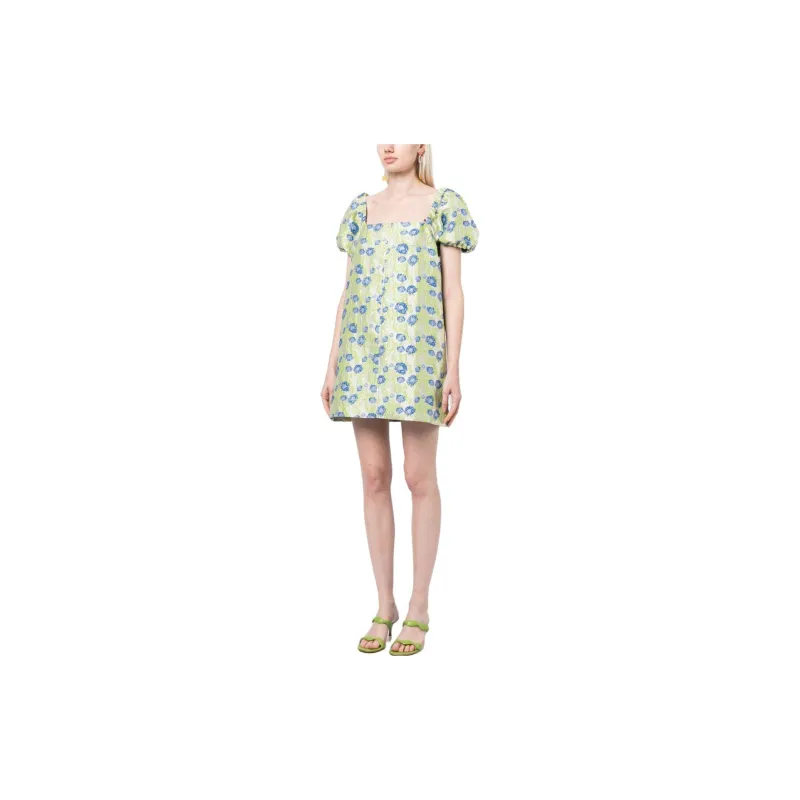GANNI Floral-jacquard Shift Minidress-3