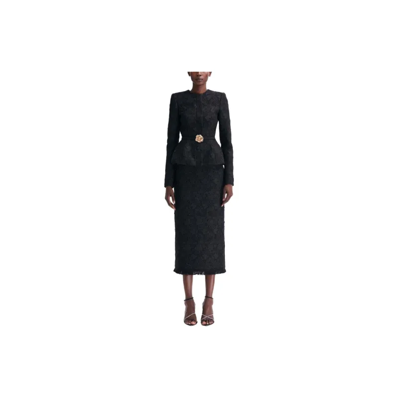 OSCAR DE LA RENTA Gardenia Embroidered Tweed Pencil Skirt-1