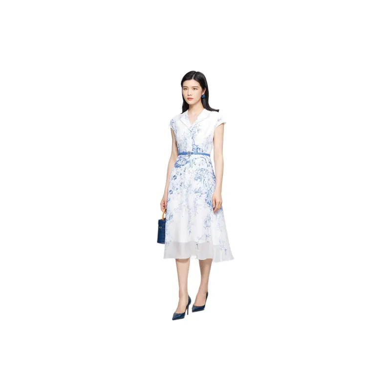BBLLUUEE Short Sleeved Dress Women's Glaze Blue-3