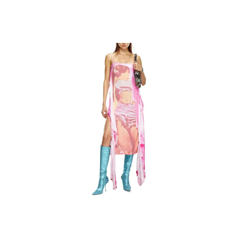 DIESEL D Malory Long Graphic print Draped Dress-1