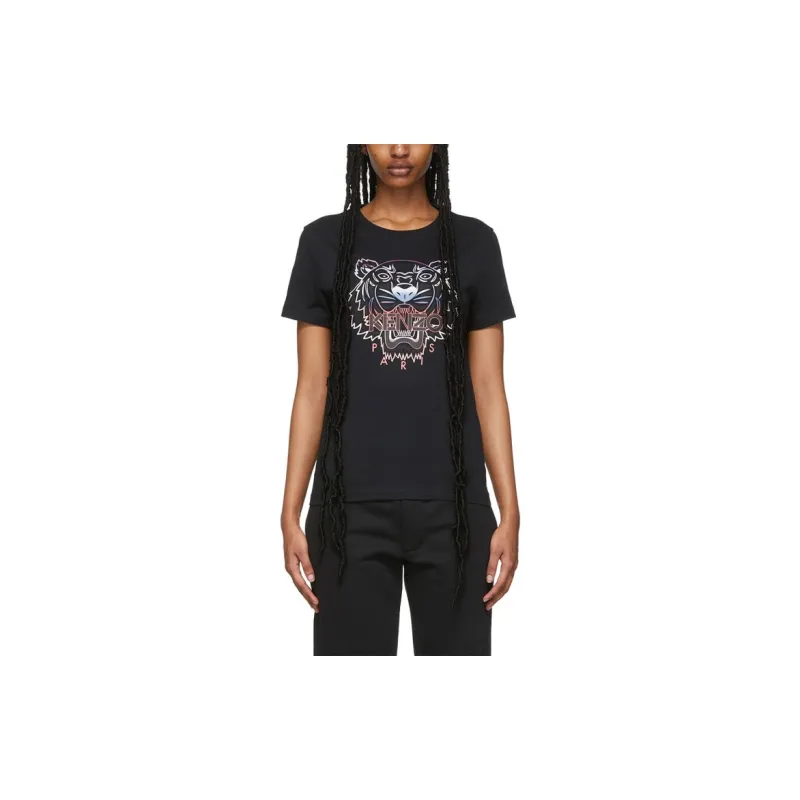 KENZO Classic Tiger Head T Shirts Women's Black-3