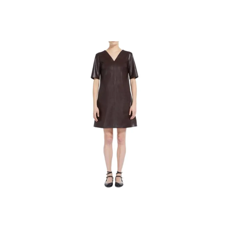 MaxMara Eliot Collection Crocodile-Print Dress Short-Sleeved Dresses Women's Burgundy-1
