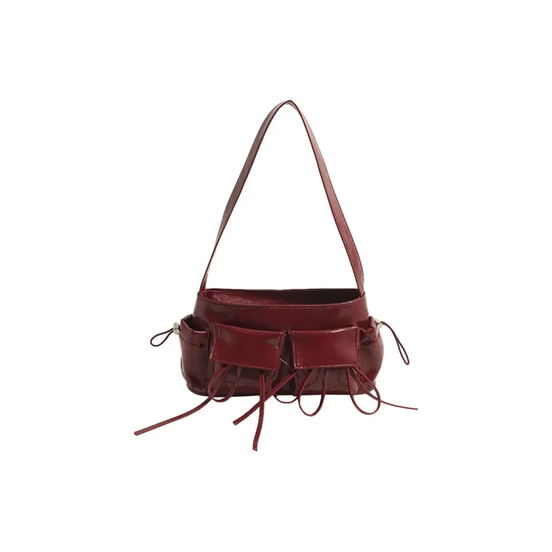 NOMK PU Shoulder Bag Women's Black/Ecru/Silver/Pink/Red-12
