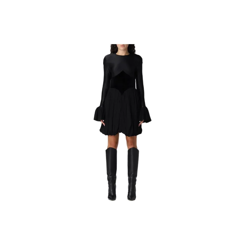 Paco Rabanne Panelled Crewneck Flared Dress-1