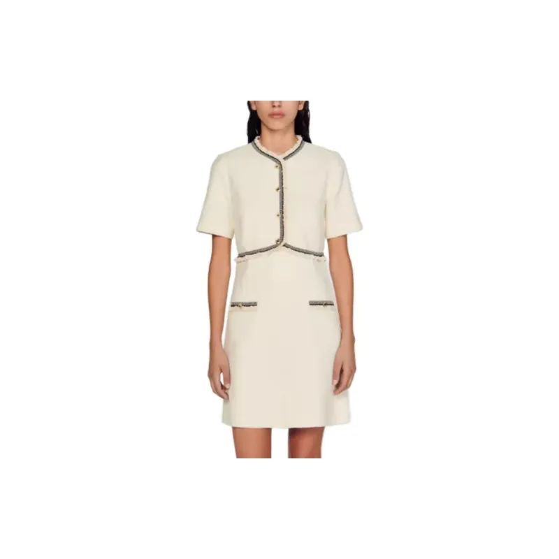 Sandro Nava Tweed Short-sleeve Minidress-1