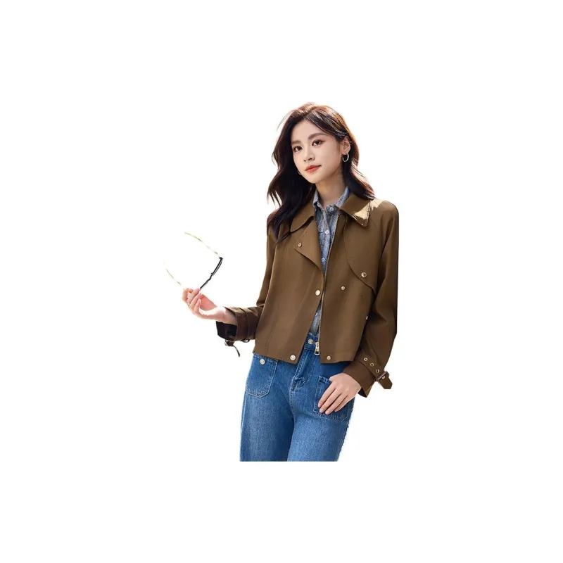 Yi Mengyuan Cropped Trench Coat Women's-4