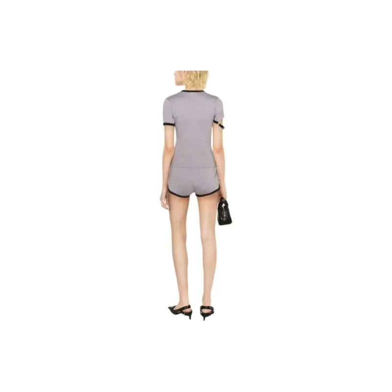 Courrèges Buckle Contrast T Shirt 'Smocked Grey/Black'-2