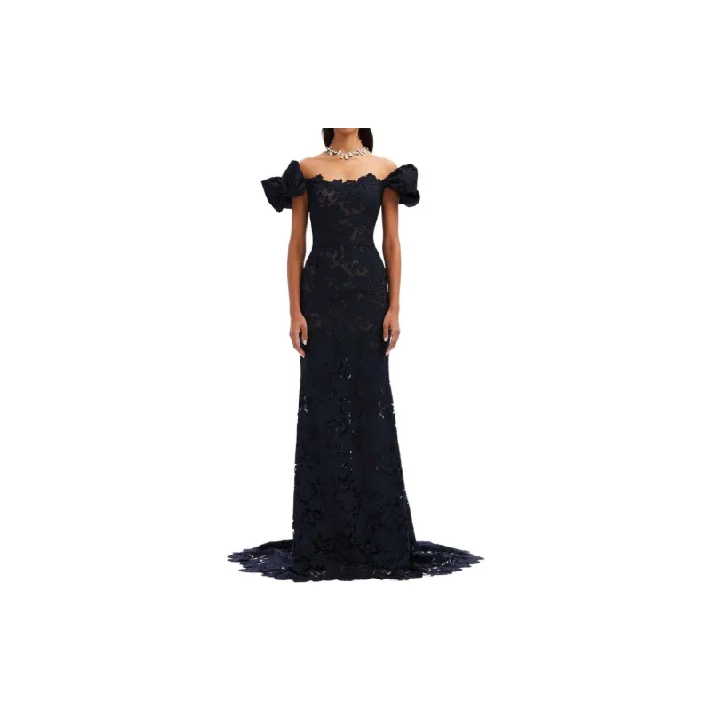 Oscar De La Renta Mixed Botanical Guipure-lace Maxi Dress-1