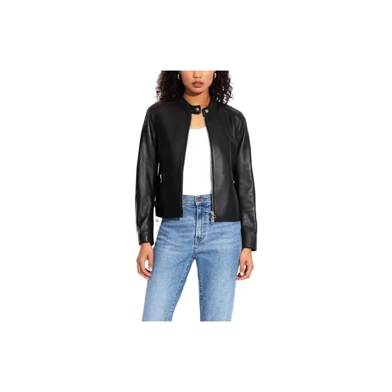 COACH Leather Jackets Women's Black-1
