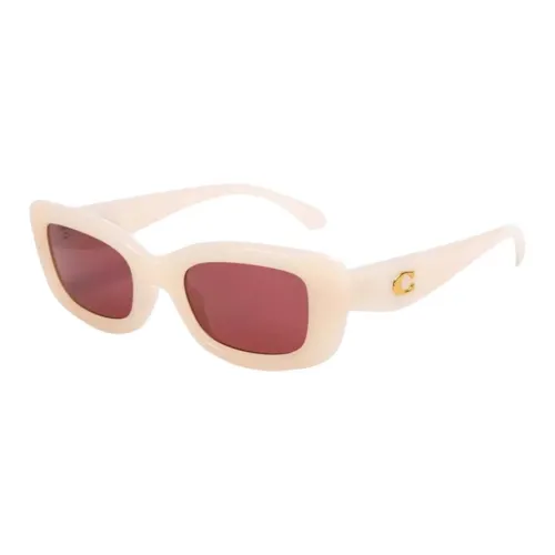 COACH Plate Frame Oval Sunglasses Unisex White