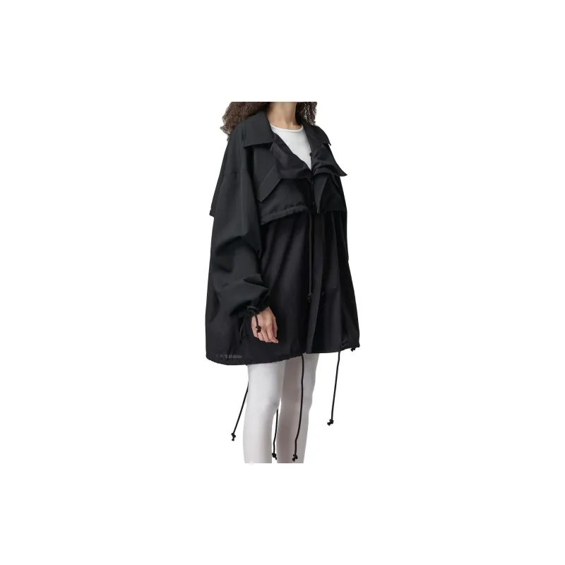 Yohji Yamamoto Panelled Drawstring Cape-4